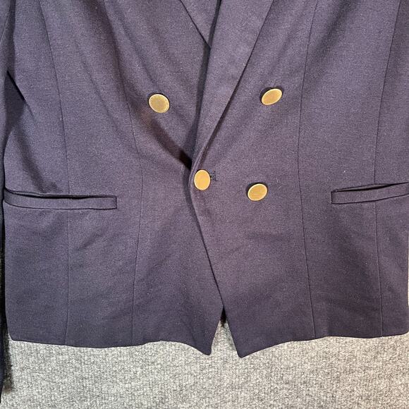 H&M Blazer Womens 12 Blue 4 Button Jacket Long Sleeve Comfort Shoulder Padding - Picture 3 of 9